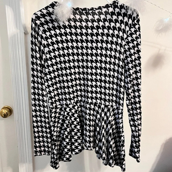 Michael Michael Kors Blouse Long Sleeve Houndstooth - Picture 2 of 9